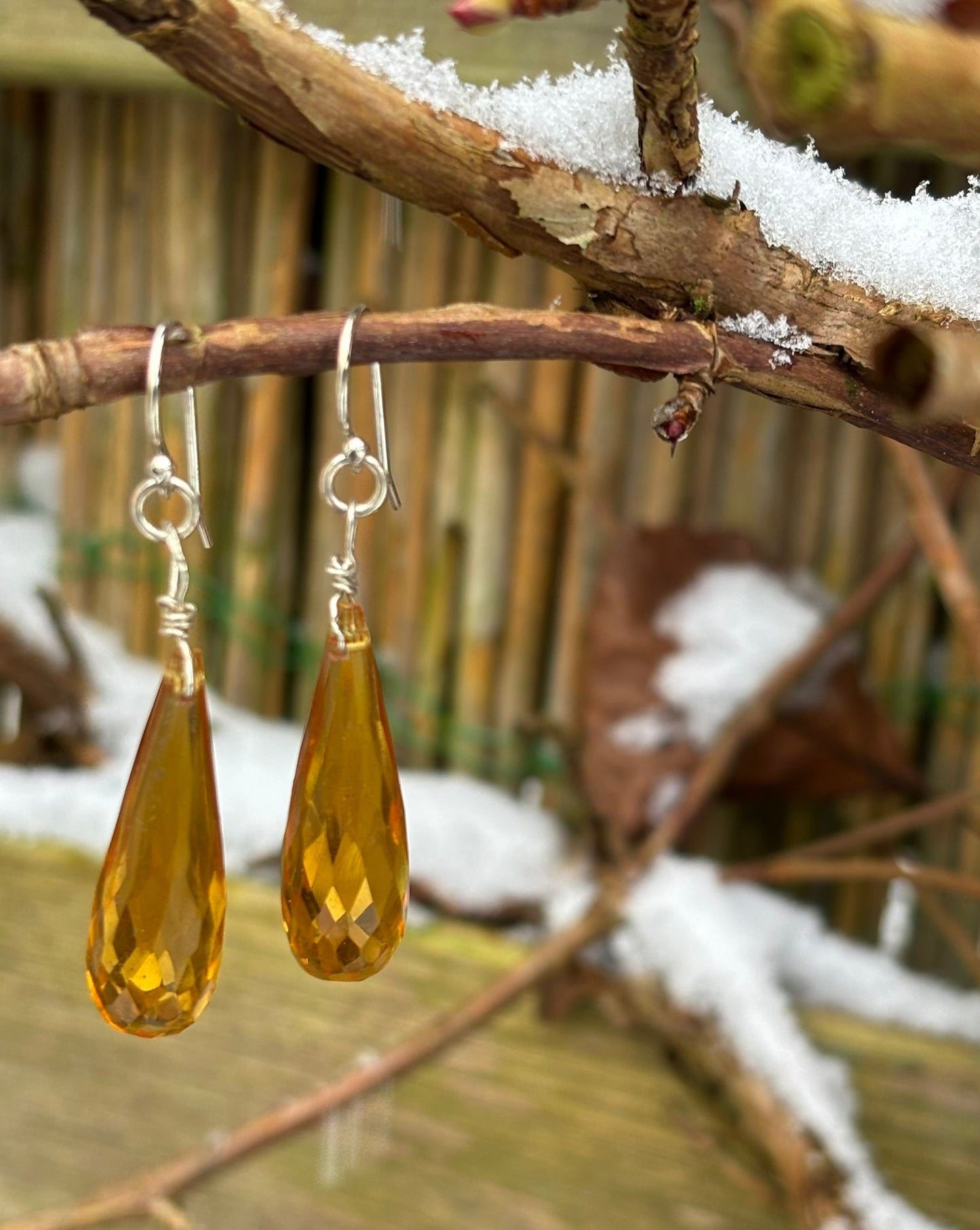 Zilveren oorbellen met citrien