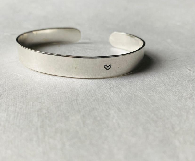 Zilveren Bangle armband met hart