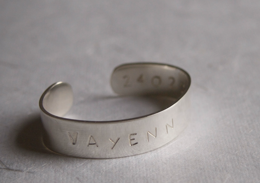 Geboorte bangle armband van zilver