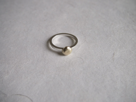 Zilveren ring met gouden element