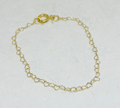 Gold Plated hartjes schakel armbandje
