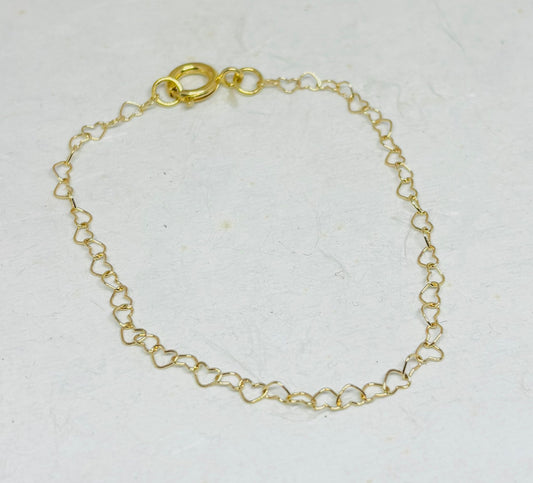 Gold Plated hartjes schakel armbandje