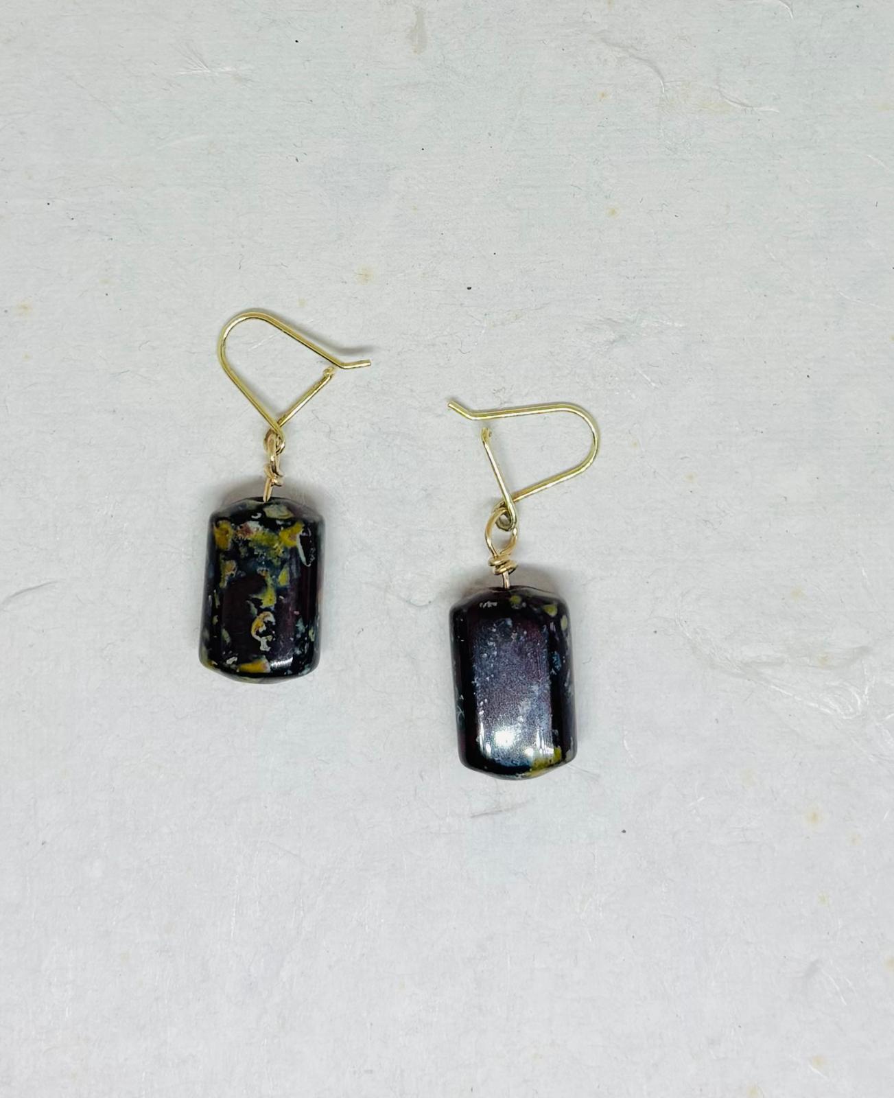 Gold Plated bordeaux Jaspis Drakenbloed oorbellen